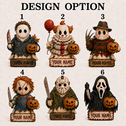 Personalized Horror Villain Wooden Plaque - Custom Halloween Name Sign