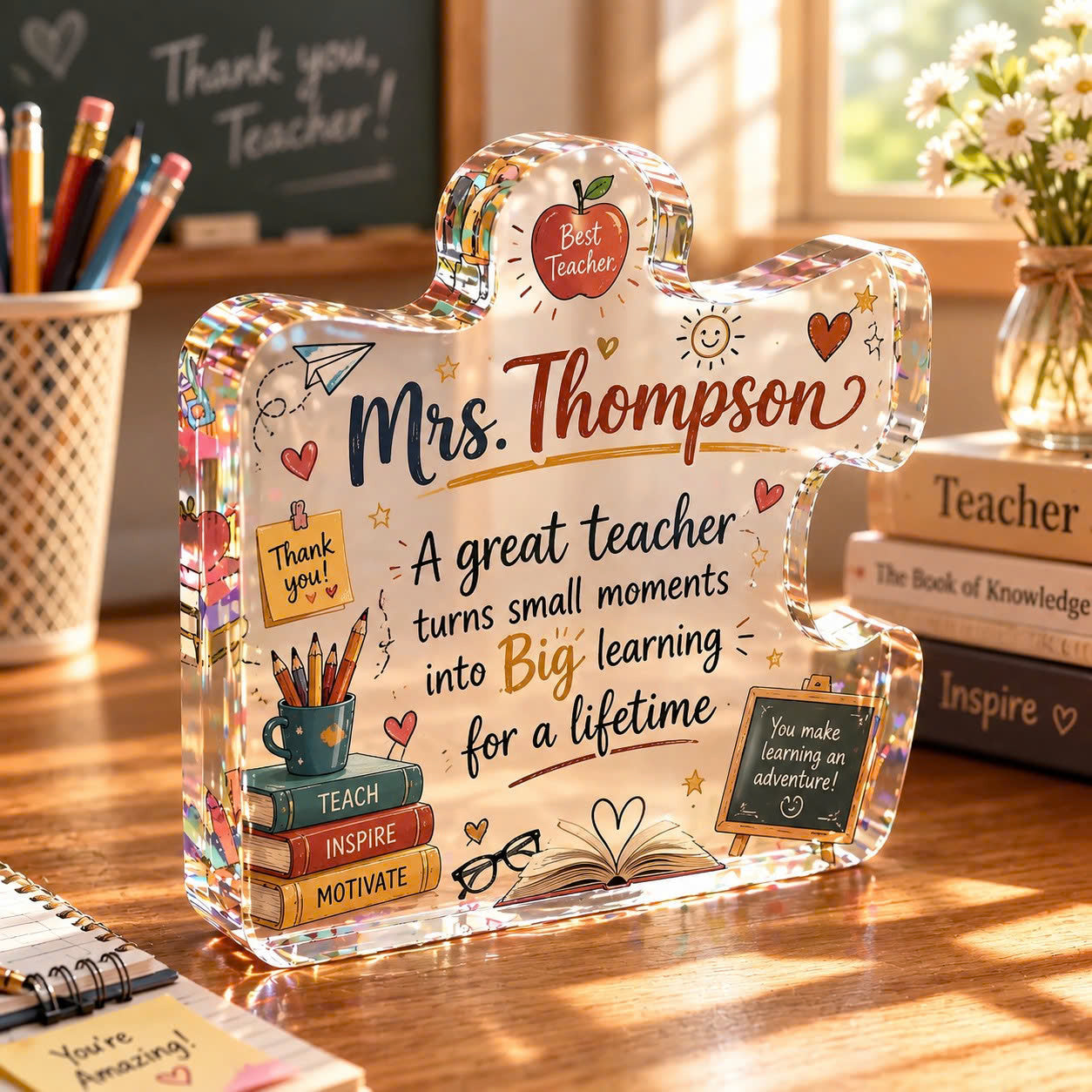 Personalized Teacher Puzzle Plaque – Custom Acrylic Teacher Appreciation Gift