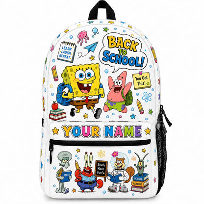 Personalized Ocean Cartoon Backpack - Custom Name School Backpack