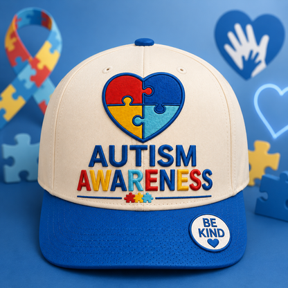 Autism Awareness Puzzle Heart Cap – Be Kind Hat