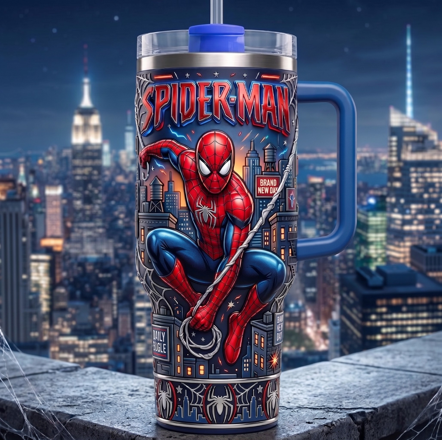 Spider Superhero Tumbler with Handle – Comic City Hero Tumbler Gift for Superhero Fans