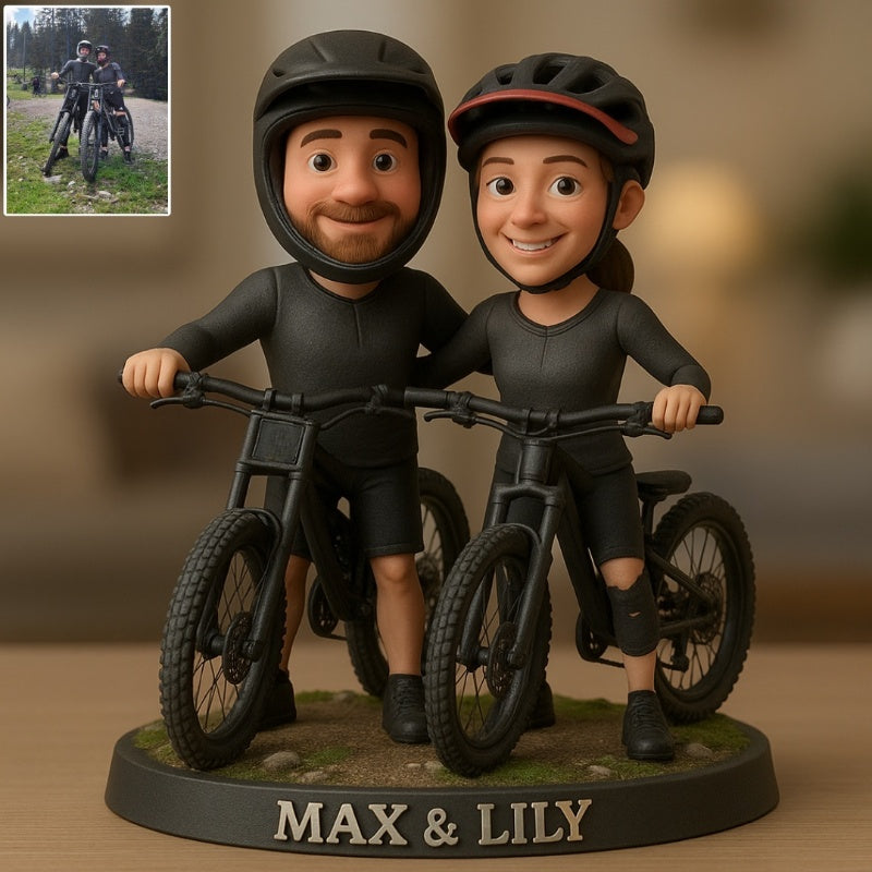 Custom Full-body Mountain Biking Photo Pixar Cartoon Style Acrylic Plaque