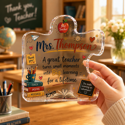 Personalized Teacher Puzzle Plaque – Custom Acrylic Teacher Appreciation Gift
