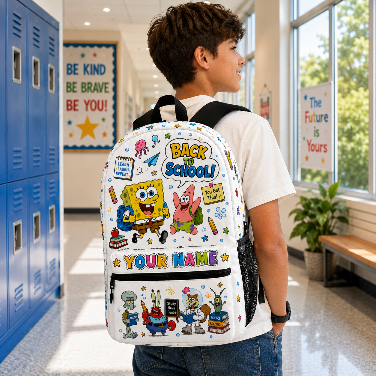 Personalized Ocean Cartoon Backpack - Custom Name School Backpack
