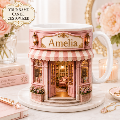 Personalized Book Lover Mug – Custom Bookshop Coffee Mug with Name