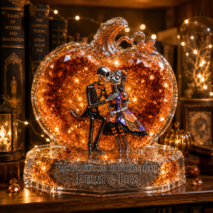 Personalized Skeleton Couple - Halloween Nightmare Custom Shaped Acrylic Plaque