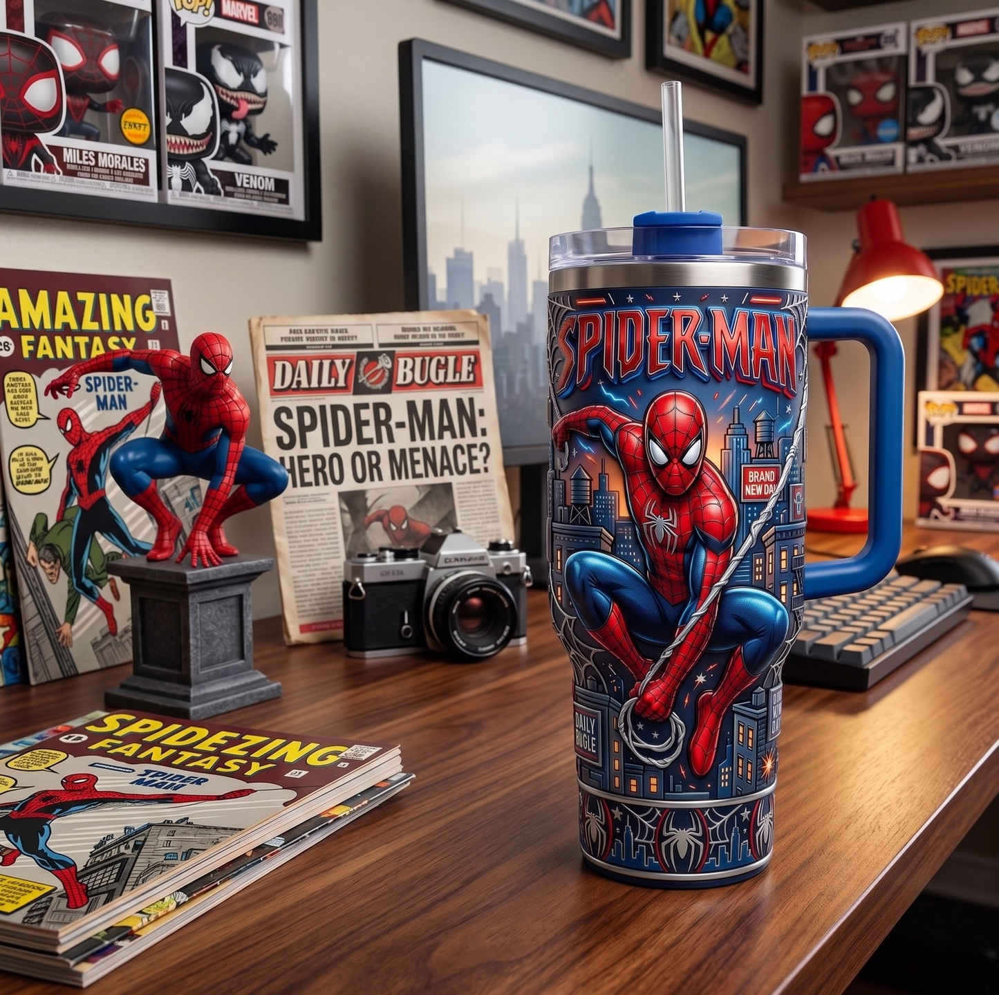 Spider Superhero Tumbler with Handle – Comic City Hero Tumbler Gift for Superhero Fans