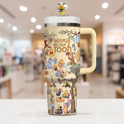 Classic Storybook Bear Tumbler with Handle – Woodland Friends Travel Cup, Cute Forest Animal Gift