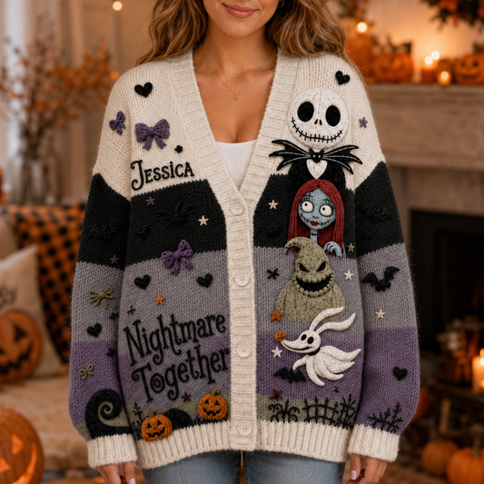 Personalized Halloween Nightmare Friends For Her - Custom Name Cardigan