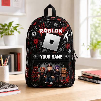 Block Style Gamer Backpack, Boys School and Travel Bag