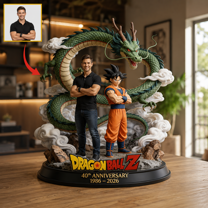 Personalized Anime Dragon Warrior Figurine – Custom Photo Fantasy Acrylic Plaque