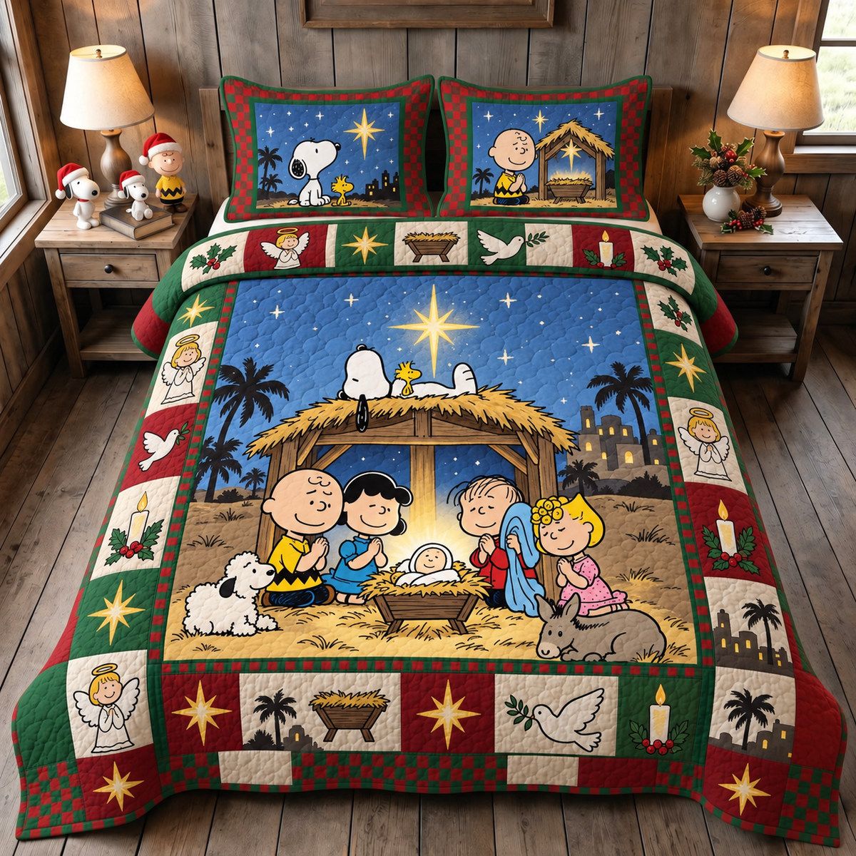 Cozy Puppy God Quilt Bedding Set – Faith Friends Bedroom Decor