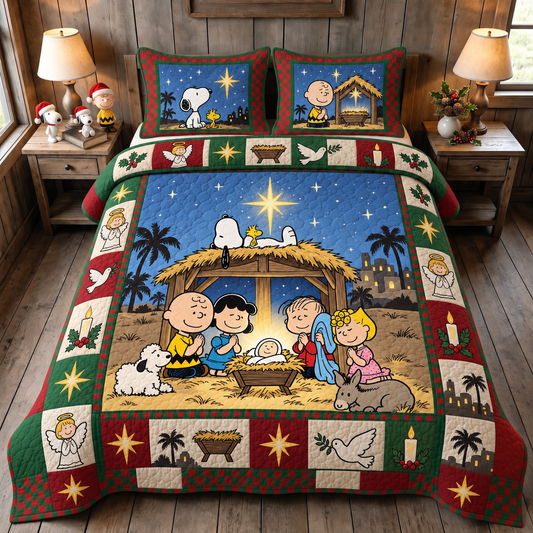 Cozy Puppy God Quilt Bedding Set – Faith Friends Bedroom Decor