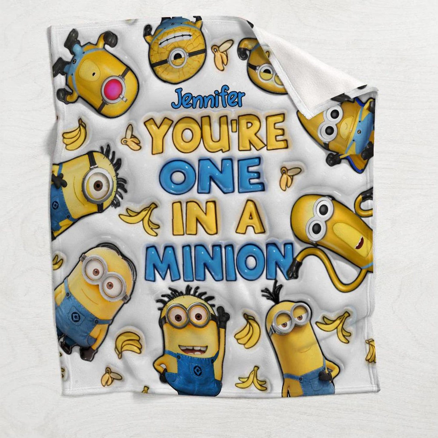 Personalized Funny Yellow Character Blanket – Custom Name Cartoon Throw Gift