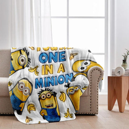 Personalized Funny Yellow Character Blanket – Custom Name Cartoon Throw Gift