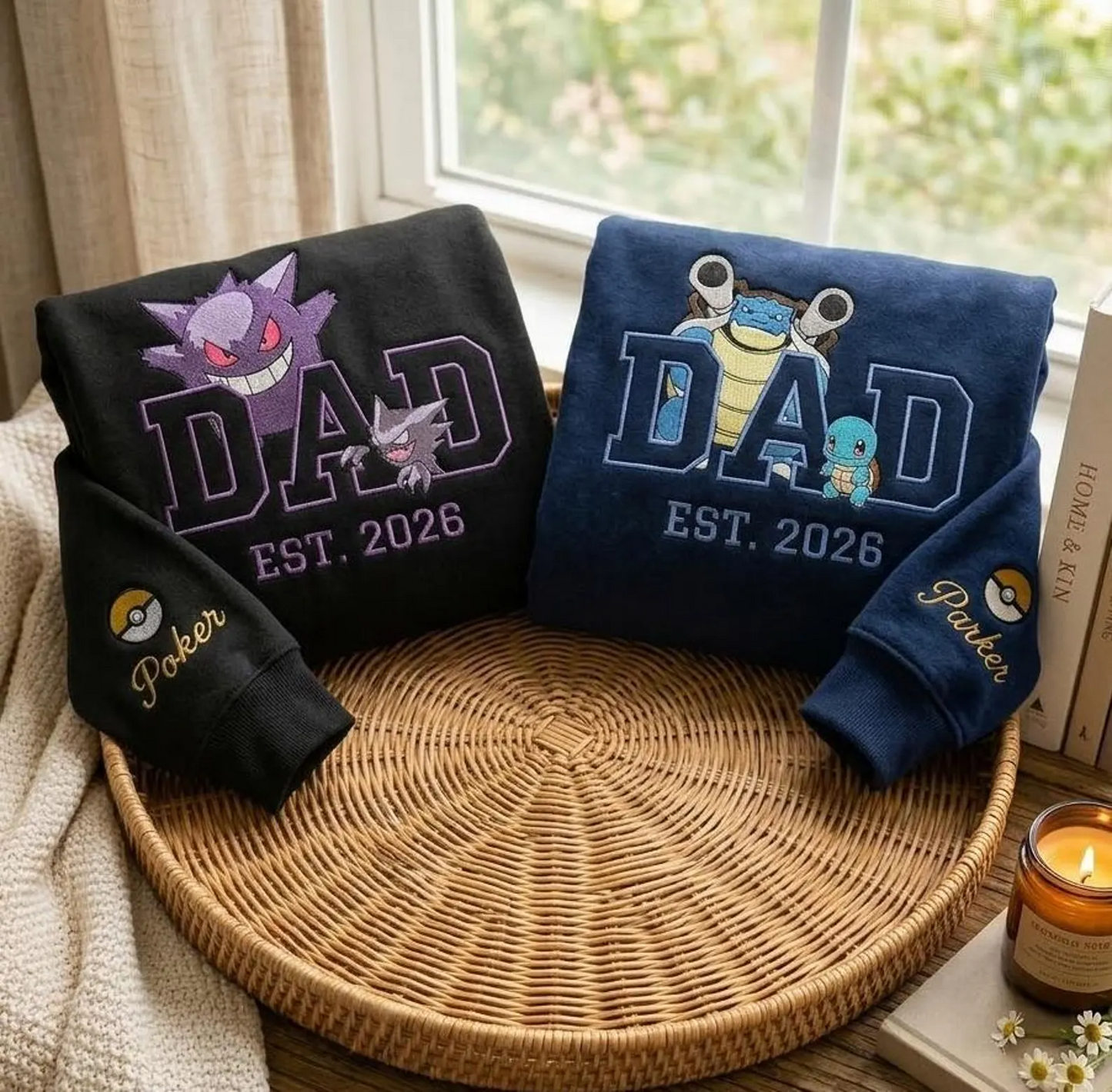 Personalized PokaDad Character Embroidered Sweatshirt, First Father's Day Gift for Dad