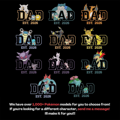 Personalized PokaDad Character Embroidered Sweatshirt, First Father's Day Gift for Dad
