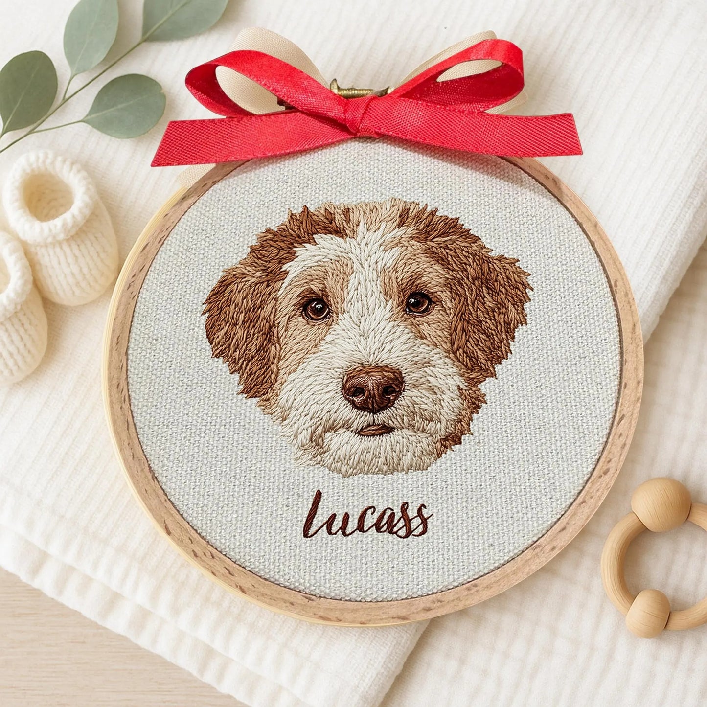 Embroidered Pet Frame, Custom Pet Portrait Embroidery Hoop, Dog Embroidered Art