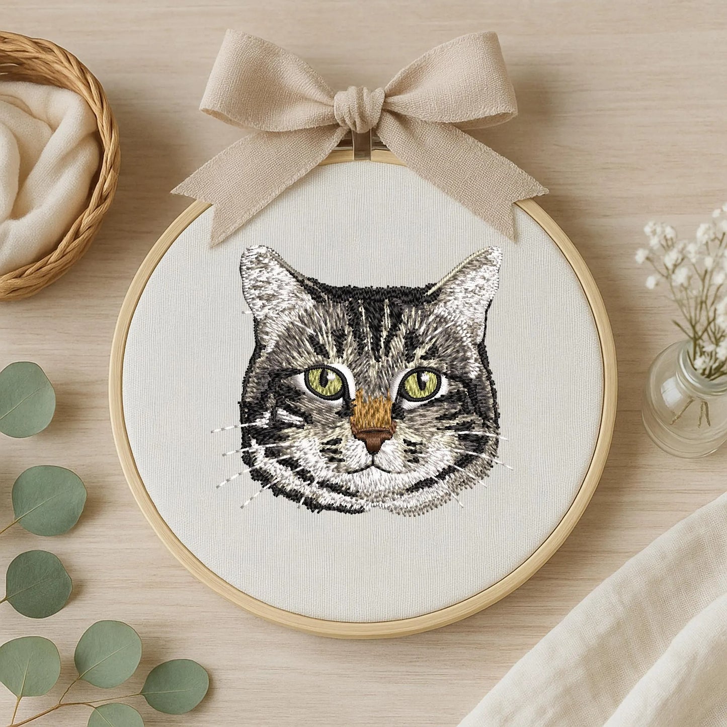 Embroidered Pet Frame, Custom Pet Portrait Embroidery Hoop, Dog Embroidered Art