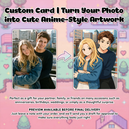 Custom PKM -Inspired Couple Keepsake Wedding & Anniversary Photo to Holo Card