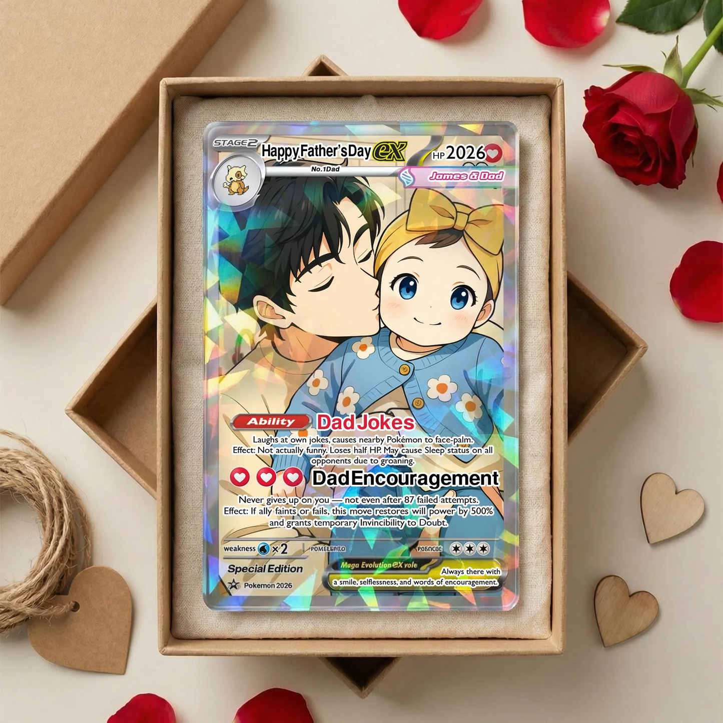 Custom PKM -Inspired Couple Keepsake Wedding & Anniversary Photo to Holo Card