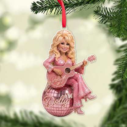 Pink Country Music Diva Christmas Ornament – Glam Guitar Holiday Keepsake