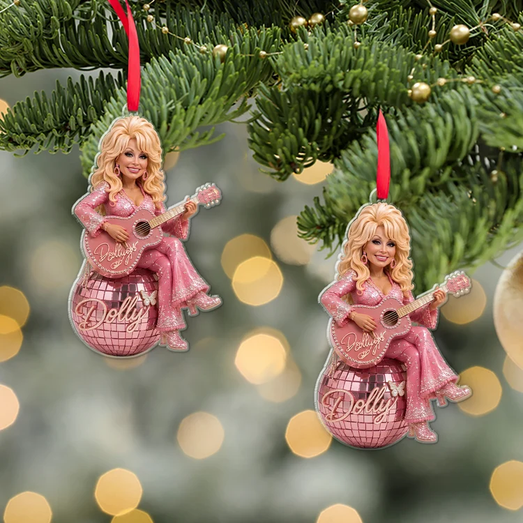 Pink Country Music Diva Christmas Ornament – Glam Guitar Holiday Keepsake