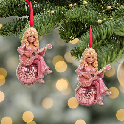 Pink Country Music Diva Christmas Ornament – Glam Guitar Holiday Keepsake