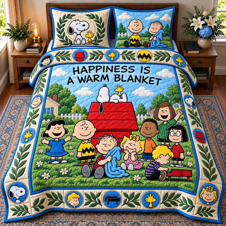 Classic Cartoon Friends Quilt Set – Cozy Cartoon Bedding Gift