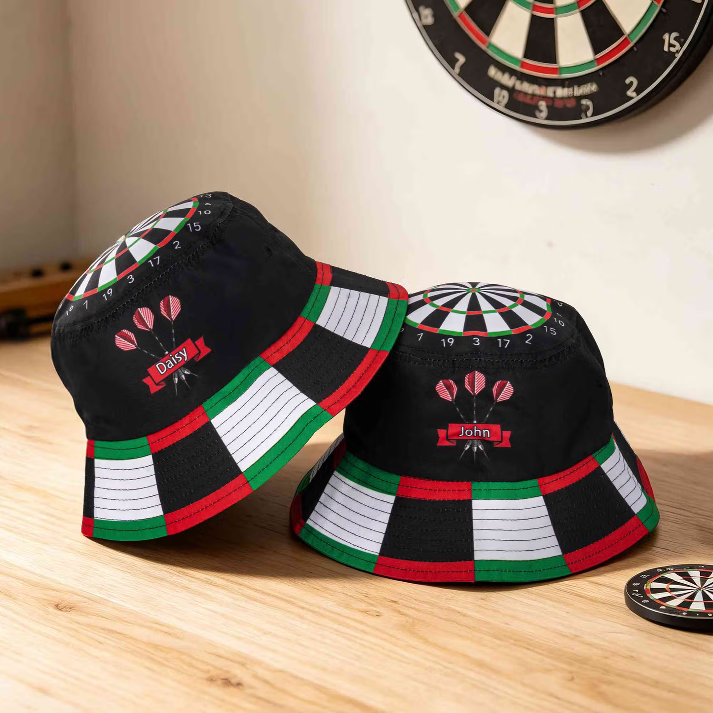 Personalized Darts Bucket Hat – Custom Name Gift for Dart Players