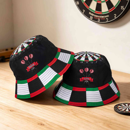Personalized Darts Bucket Hat – Custom Name Gift for Dart Players