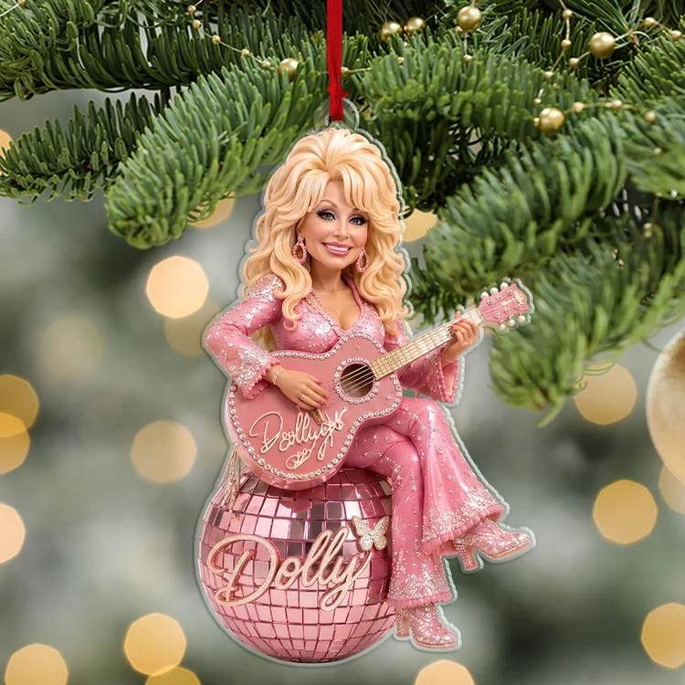 Pink Country Music Diva Christmas Ornament – Glam Guitar Holiday Keepsake