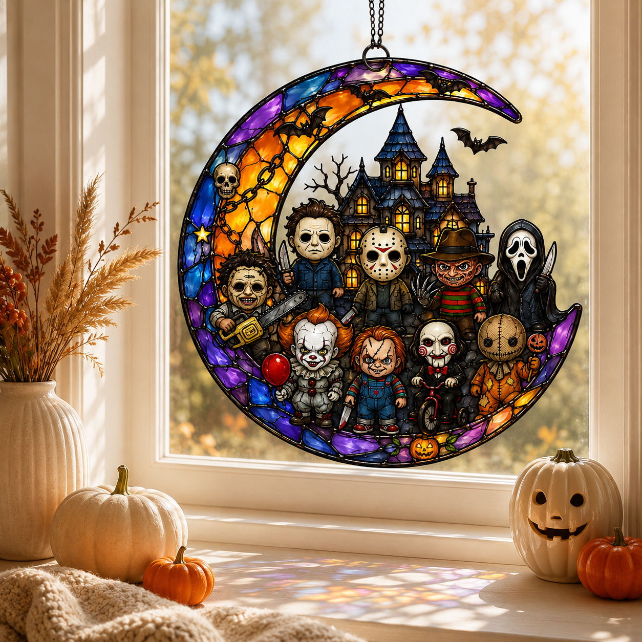 Horror Movie Characters Suncatcher – Halloween Window Decoration