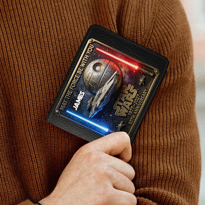 Galactic Force 50th Anniversary Personalized Wallet – Retro Space Saga Bifold Wallet