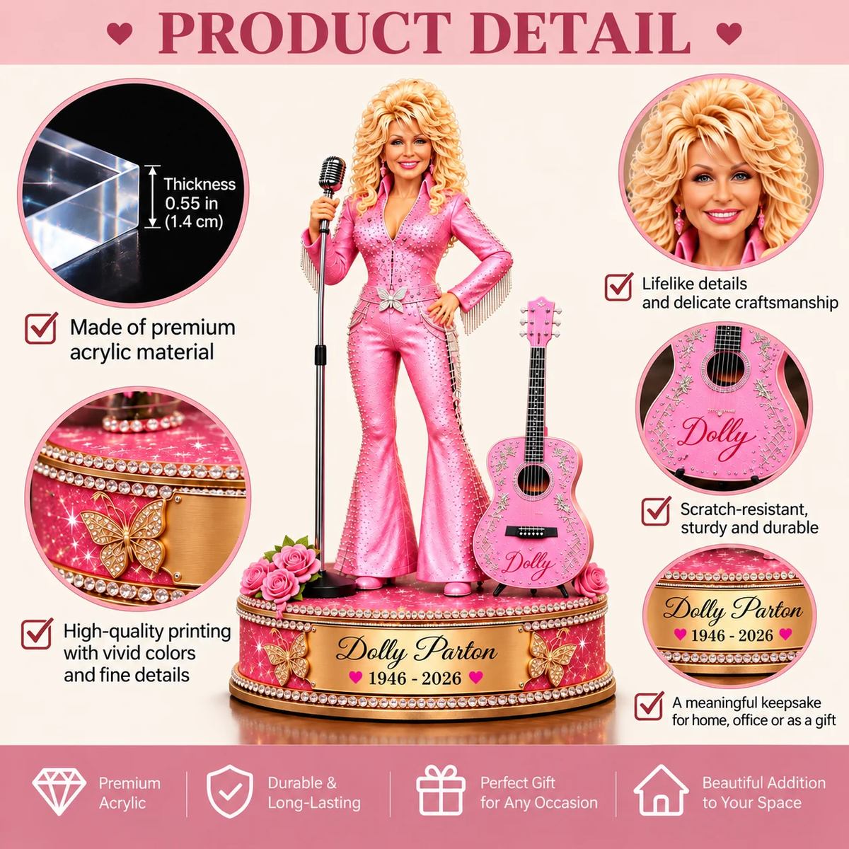 Country Music Queen v5 Acrylic Plaque – Rhinestone Stage Legend Collector Gift