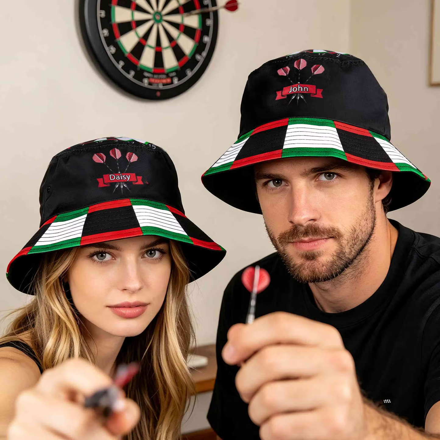 Personalized Darts Bucket Hat – Custom Name Gift for Dart Players