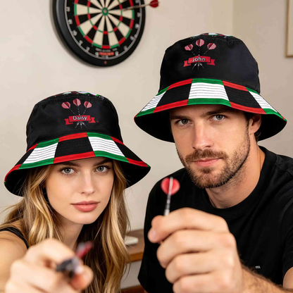 Personalized Darts Bucket Hat – Custom Name Gift for Dart Players