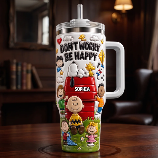 Positive Life Cute Tumbler With Handle - Personalized Gifts For Friends