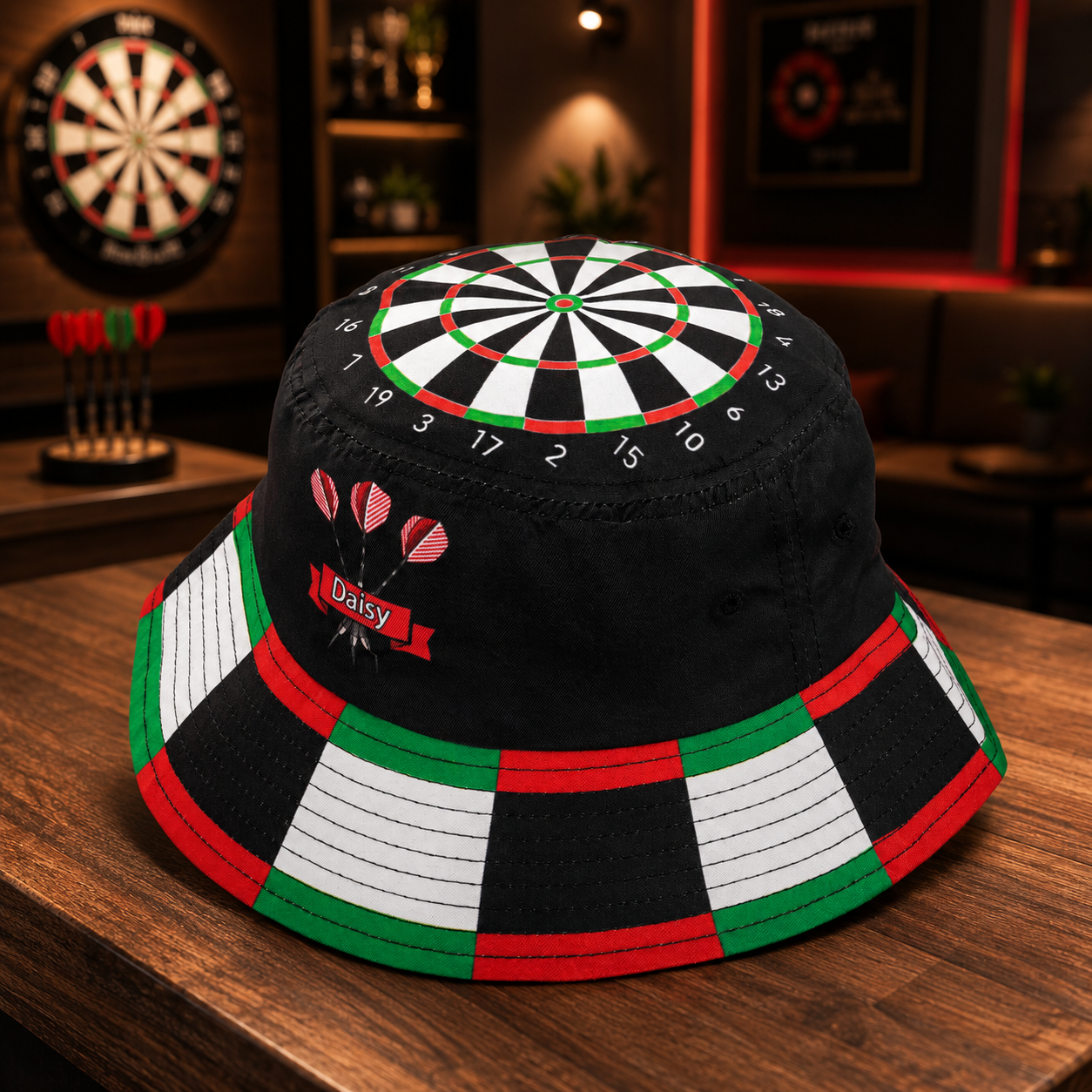 Personalized Darts Bucket Hat – Custom Name Gift for Dart Players