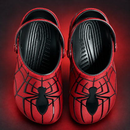 Red Spider Web Clogs – Black Spider Graphic Slip-On Clogs