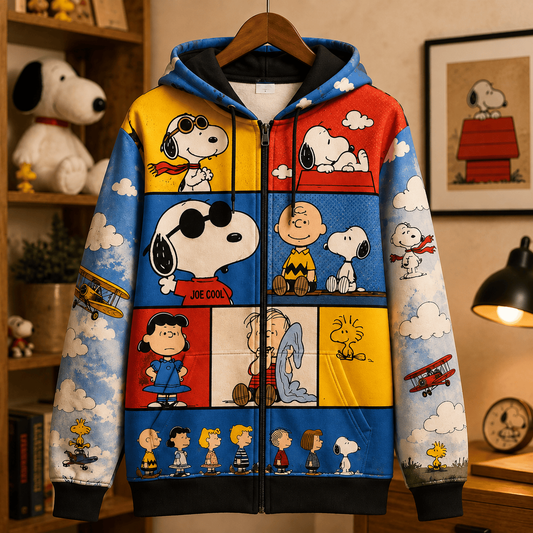 Classic Puppy & Friends Zip Hoodie – Retro Cartoon Full Zip Sweatshirt