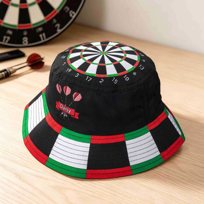 Personalized Darts Bucket Hat – Custom Name Gift for Dart Players