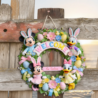 Easter's Day Magical Friends - Personalized Mouse Custom Shaped Wood Sign