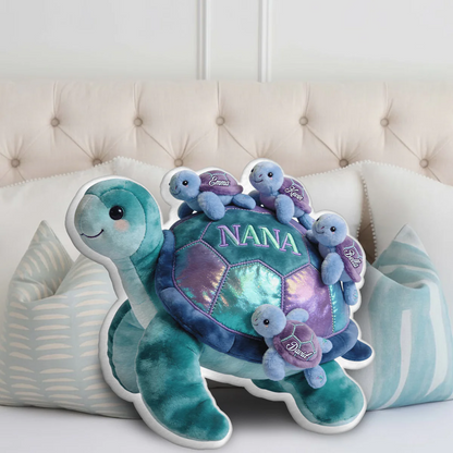 Nana Turtle Gift For Mom Grandma - Personalized Grandma, Mother Shaped Pillow