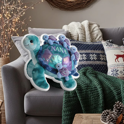 Nana Turtle Gift For Mom Grandma - Personalized Grandma, Mother Shaped Pillow