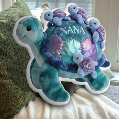 Nana Turtle Gift For Mom Grandma - Personalized Grandma, Mother Shaped Pillow