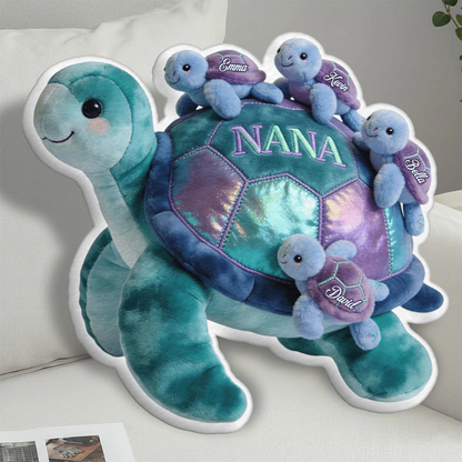 Nana Turtle Gift For Mom Grandma - Personalized Grandma, Mother Shaped Pillow
