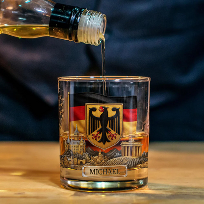 Gift For German - Personalized Expats Whiskey Decanter Set, Whiskey Glass