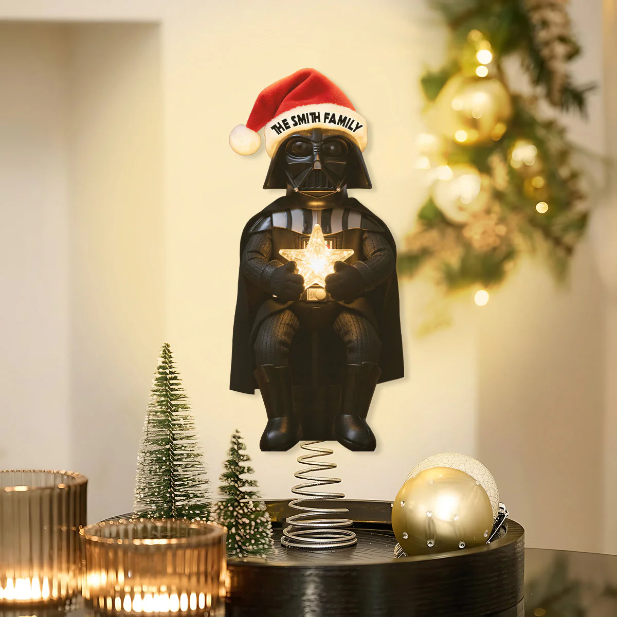 Merry Christmas - Personalized The Force LED Light Tree Topper