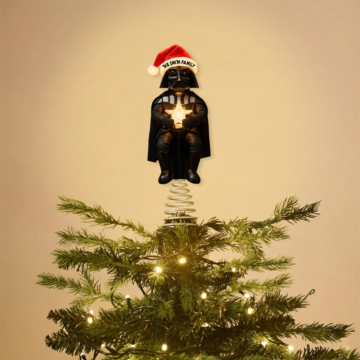Merry Christmas - Personalized The Force LED Light Tree Topper